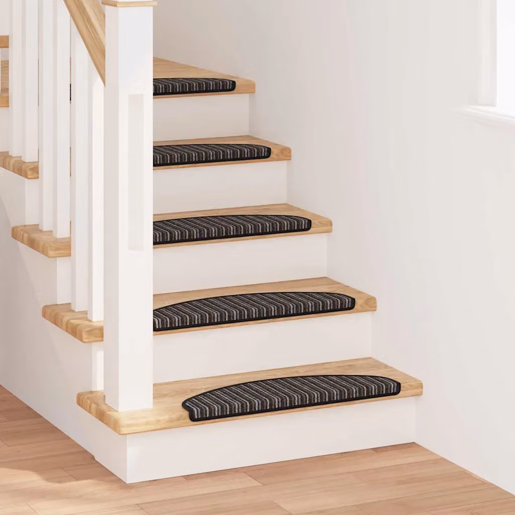 Set di 15 tappetini per scale autoadesivi vidaXL antiscivolo in polipropilene, motivo a righe, colore antracite/grigio, L: 65 cm, P: 21 cm, H: 4 cm