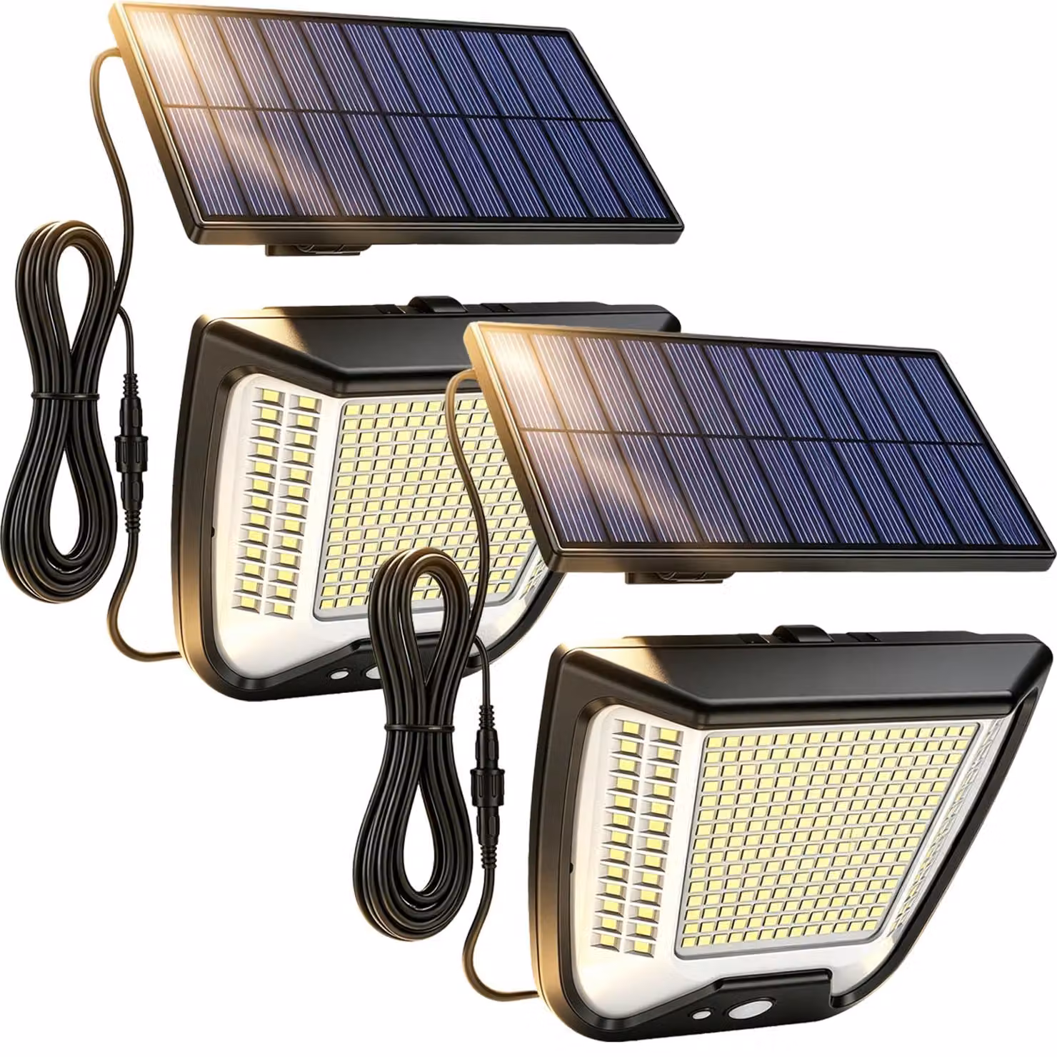 Lampada da esterno a LED solare con sensore di movimento, confezione da 2, colore nero