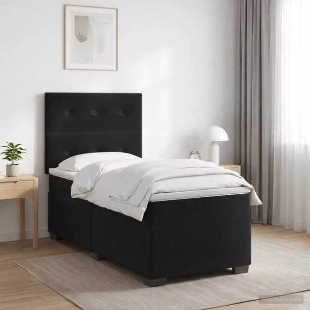 Letto box spring con materasso vidaXL in velluto nero con base a sollevamento L/P: 80 x 200 cm – 1