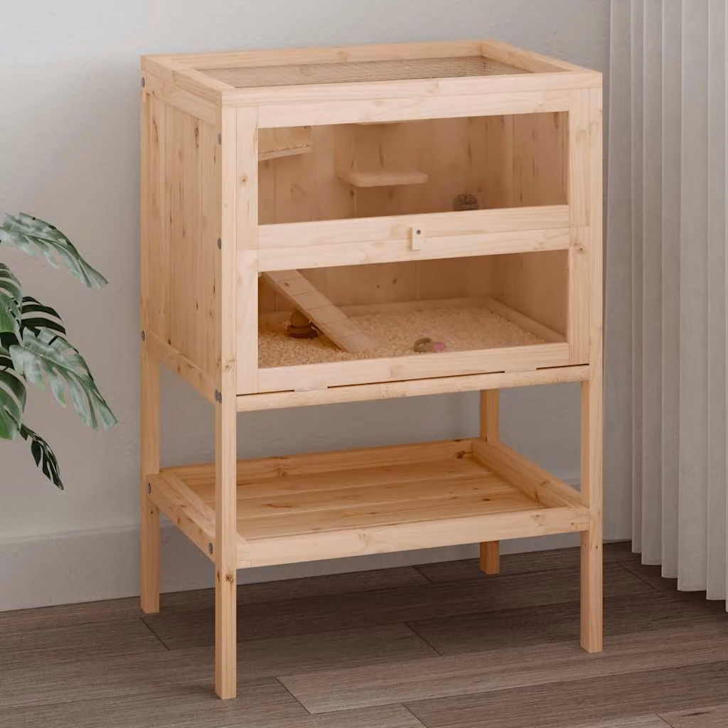 vidaXL Gabbia per criceti 55x40x80 cm in legno massello di abete