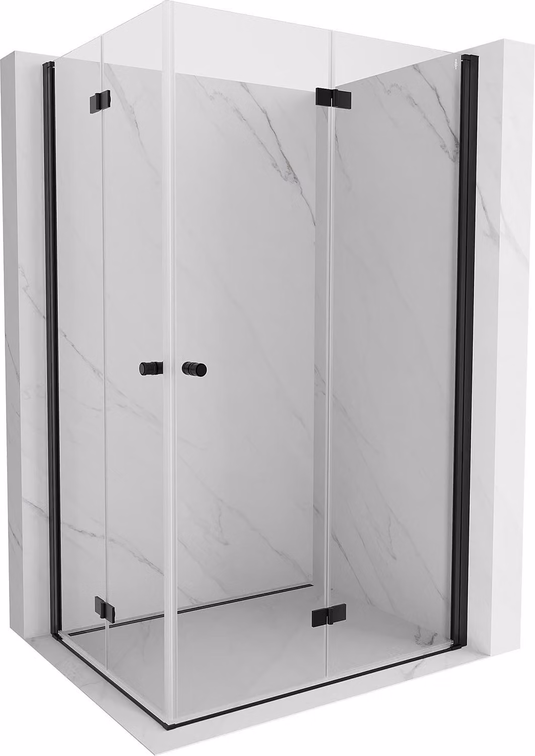 Mexen Mist-F Duo cabina doccia pieghevole destra 80 x 110 cm, trasparente, nero - 8A6-080L-110P-70-00