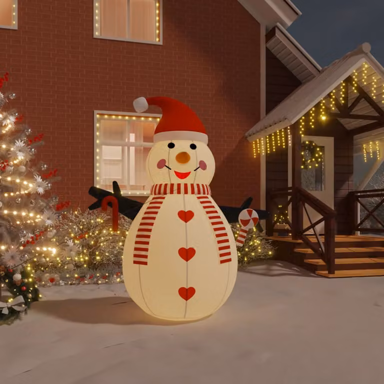 vidaXL Pupazzo di Neve Gonfiabile con LED Multicolore e Bianco, Altezza: 250 cm