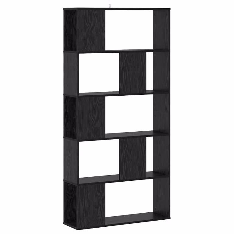 Libreria moderna vidaXL in MDF, Rovere e Nero, L 80,5 x P 23,5 x H 162,5 cm