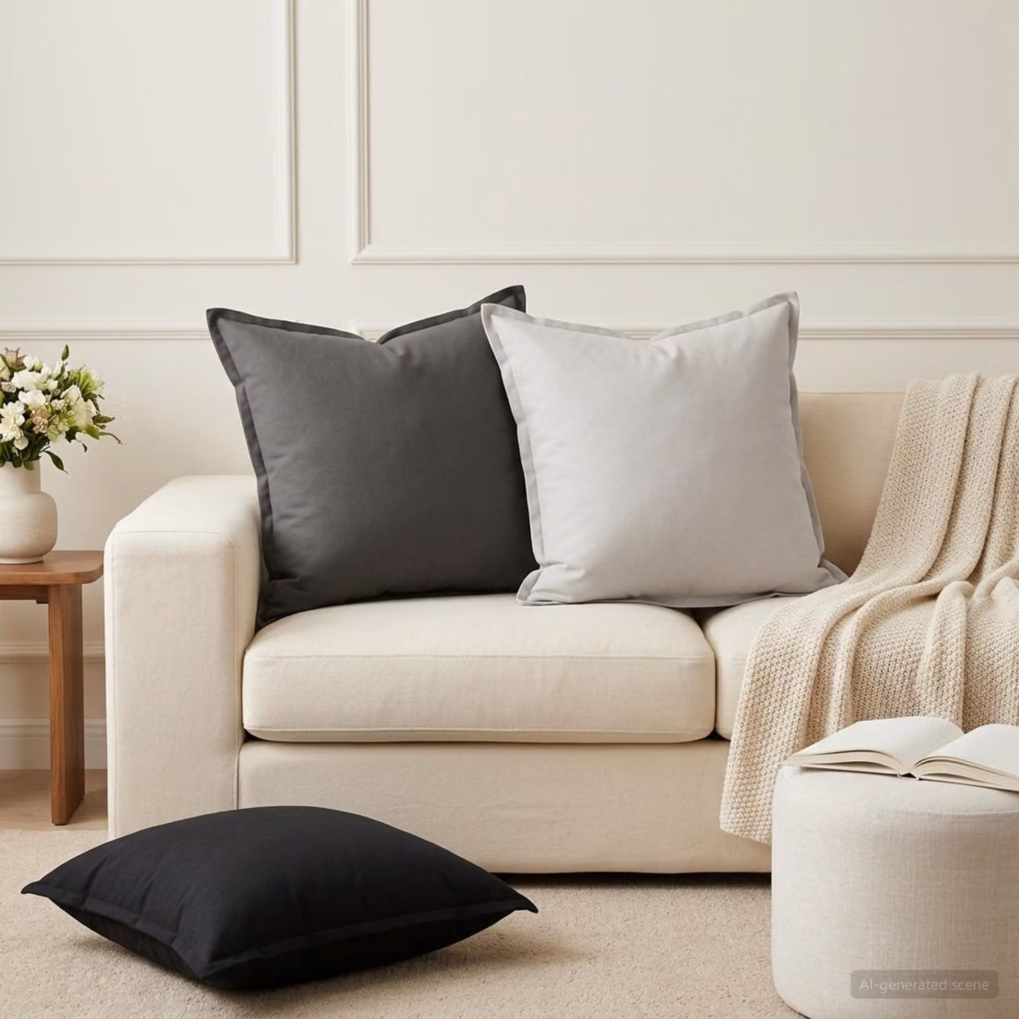 vidaXL Cuscino con cuscino HOUTEN 2 pz Grigio Poliestere