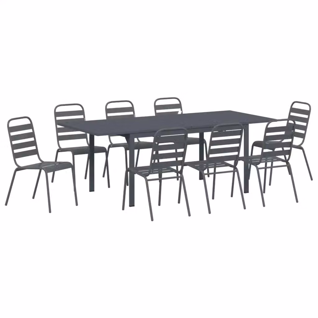 Set da pranzo per giardino e terrazza vidaXL in acciaio antracite 9 pezzi – 2