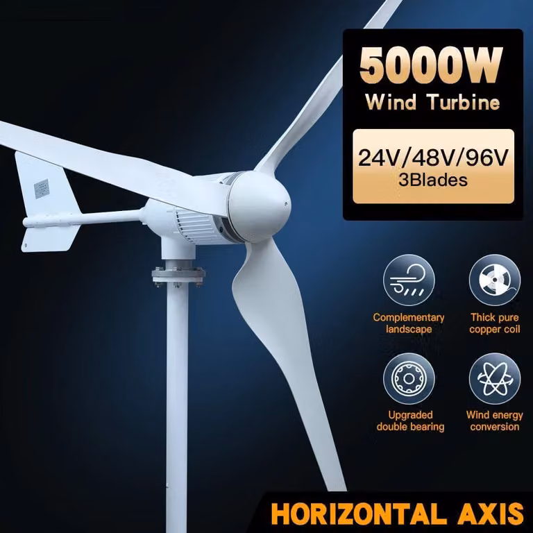 Generatore eolico - Turbina eolica - Energia sostenibile - Generatore di elettricità - Potenza: 5000W