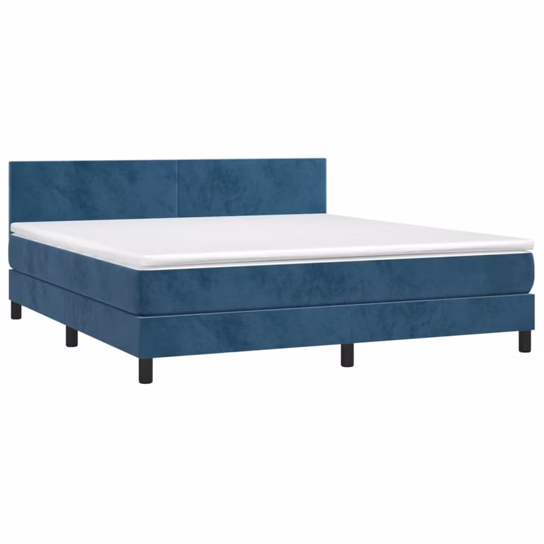 Giroletto a Molle con Materasso Blu Scuro 180x200 cm in Velluto