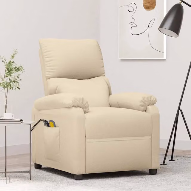 Divano Sedia-Poltrona Massaggiante Elettrica Crema in Tessuto 929014