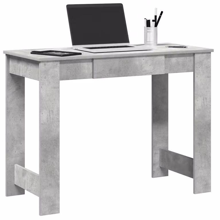 Scrivania moderna vidaXL in legno e MDF, colore grigio, L 100 x P 45 x H 75 cm