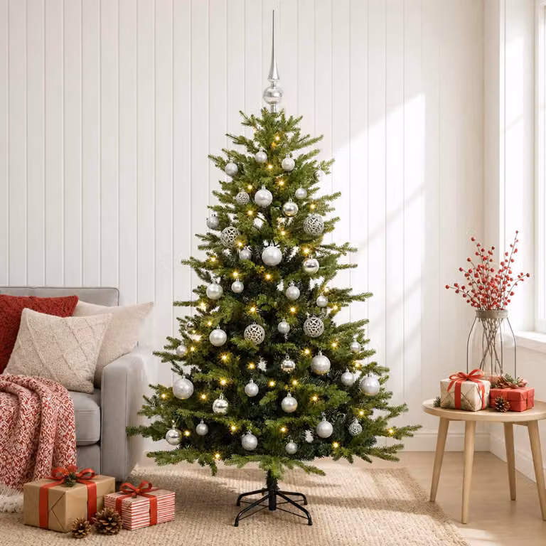 vidaXL Albero di Natale Artificiale con Palline 150 cm 150 LED