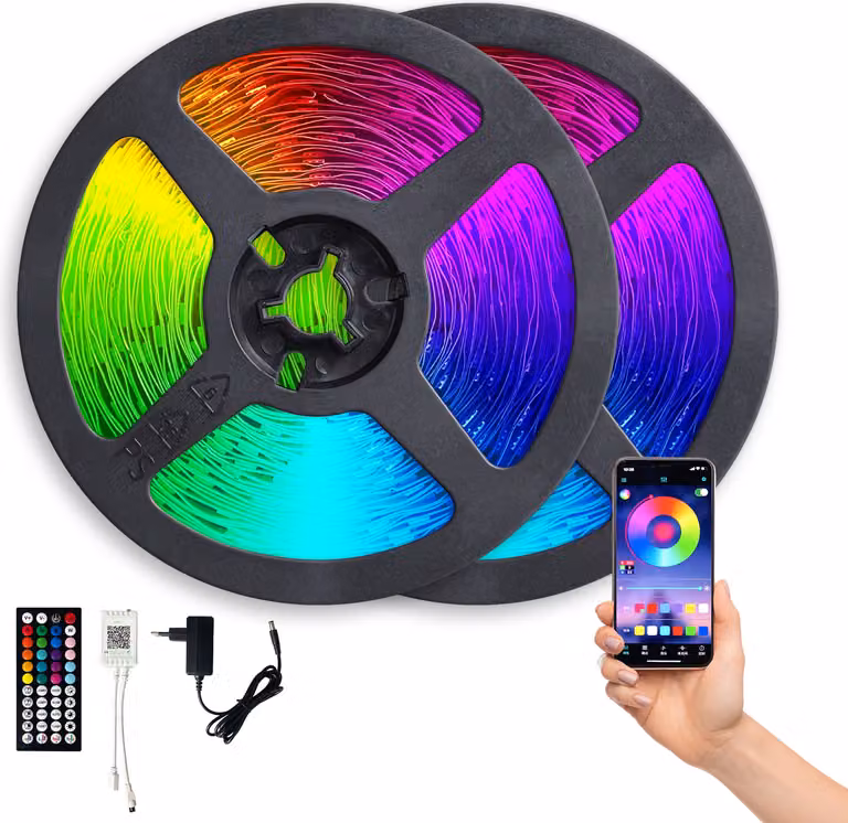 Striscia LED LED PLAY SET 15m Controllo tramite app o telecomando, regolazione della luminosità, oscuramento, controllo vocale, modalità musicale