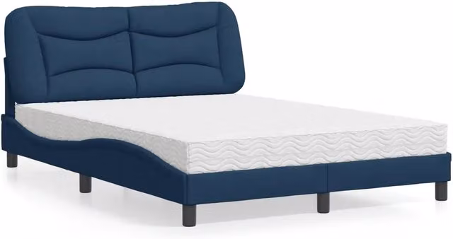 Letto con Materasso Hvar blu e bianco vidaXL in tessuto e legno L/P/H: 120 x 200 cm