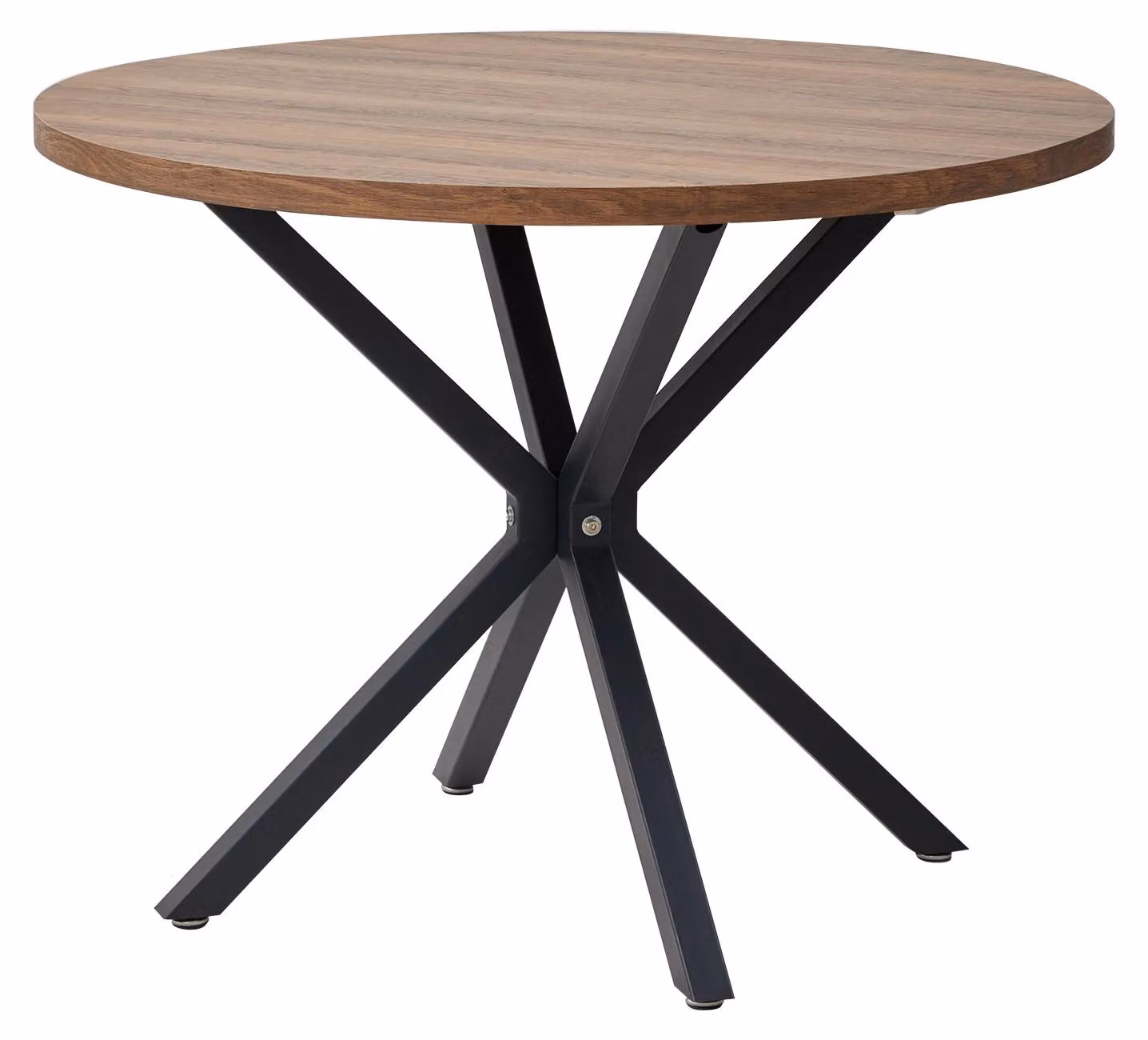 Tavolo da pranzo - Design rotondo - Piano in vetro - Struttura in metallo - Diametro 100 cm - Adatto per 4 persone - Colore marrone scuro