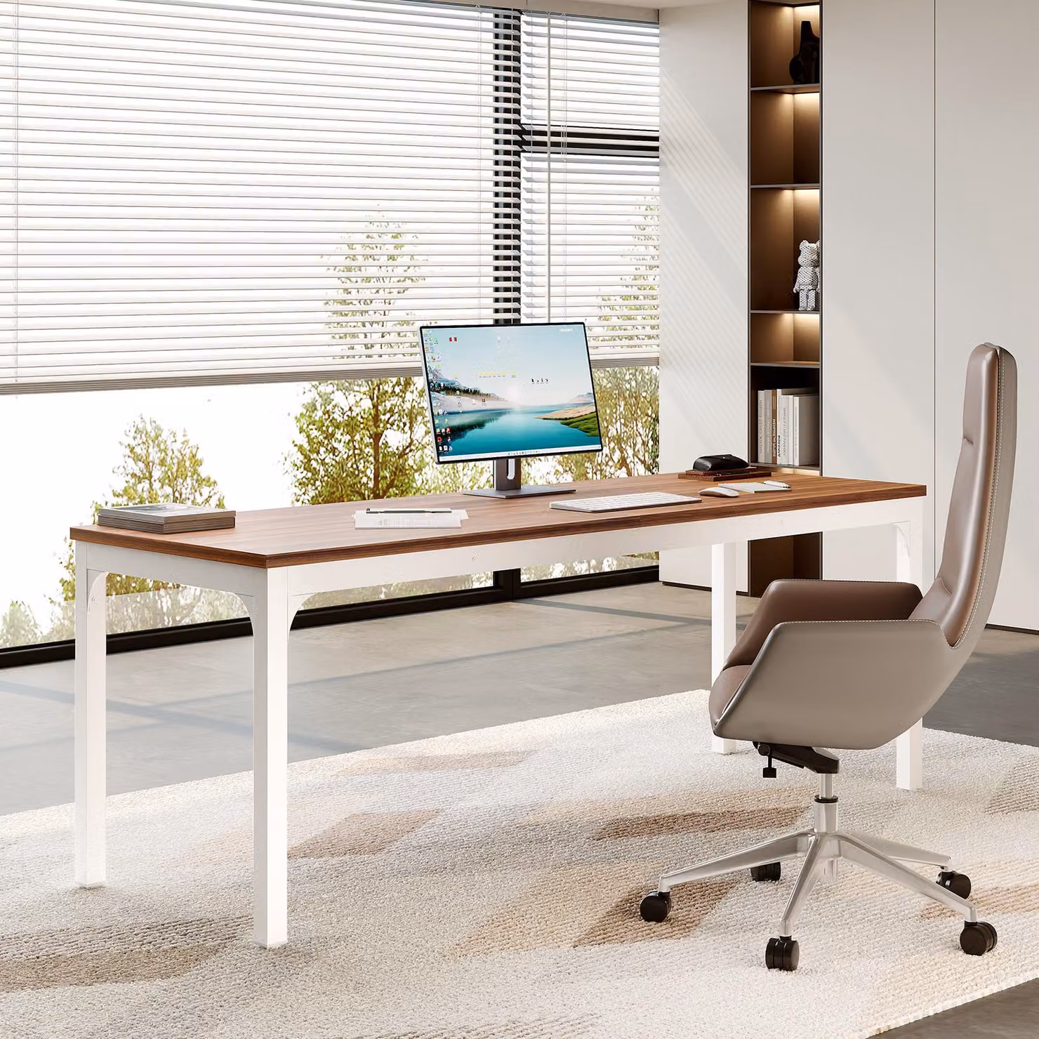 Scrivania, scrivania per computer da 200 cm per 2 persone, scrivania per PC, tavolo da riunione, grandi scrivanie da ufficio, tavoli, per l'ufficio in casa