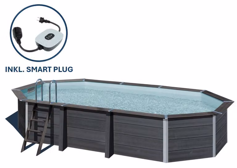 Piscina ovale in composito GRE KPCOV66 – 664 x 386 x 124 cm, set completo