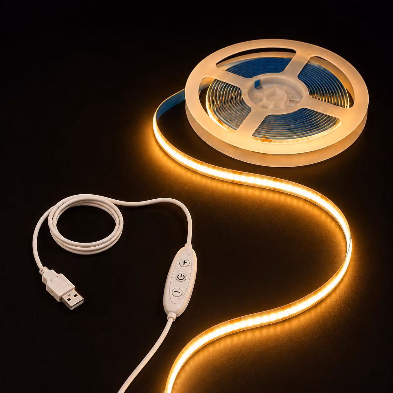 Striscia LED COB, 2 metri, luce calda (2700K), dimmerabile e flessibile, con retro adesivo