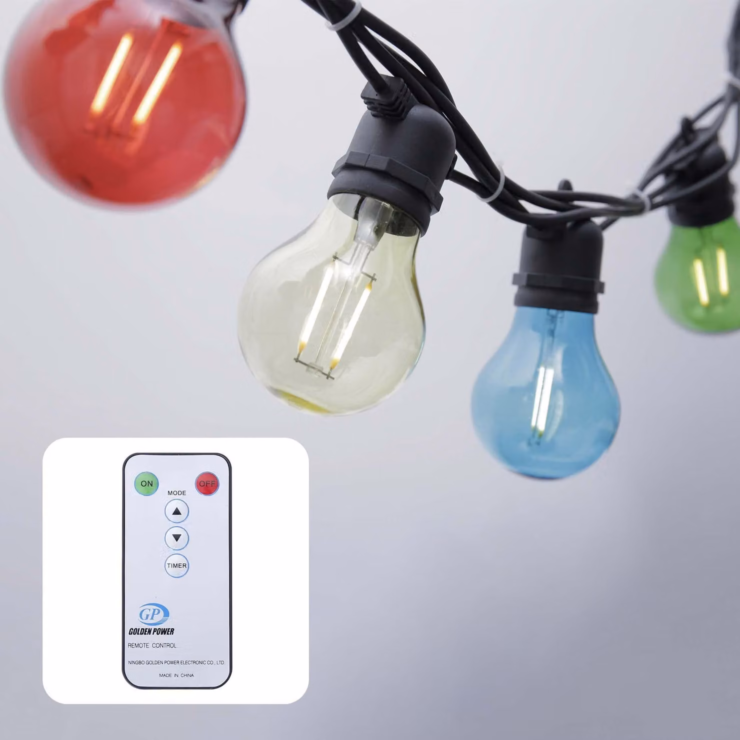 Catena luminosa a LED, lunghezza 4,5 metri, 10 lampadine colorate, con funzione di dimmeraggio e telecomando