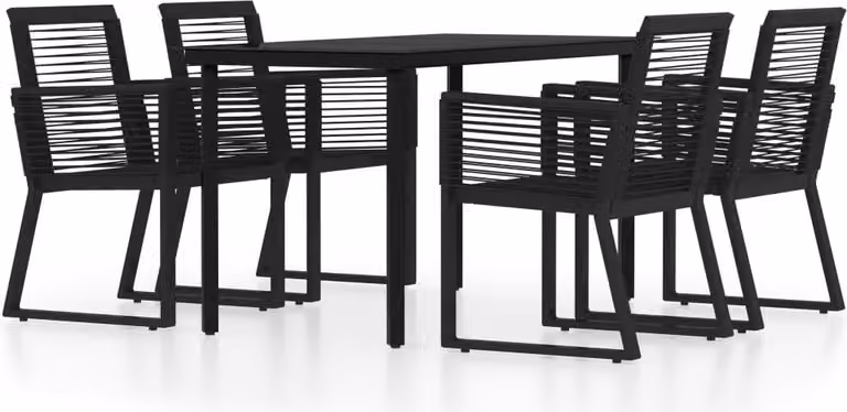 Set Mobili da Pranzo per Giardino 5 pz Nero