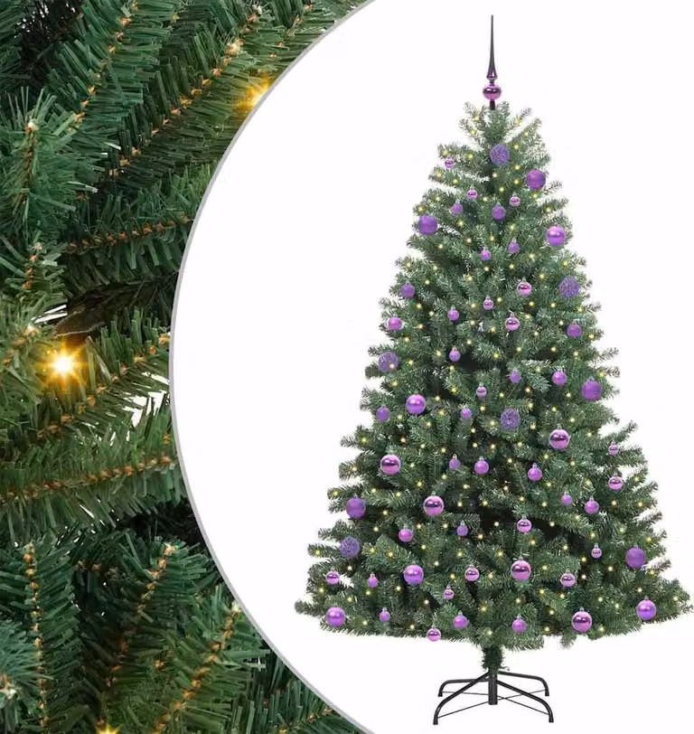 Albero di Natale Artificiale con Rami Pieghevoli Verde 210 cm