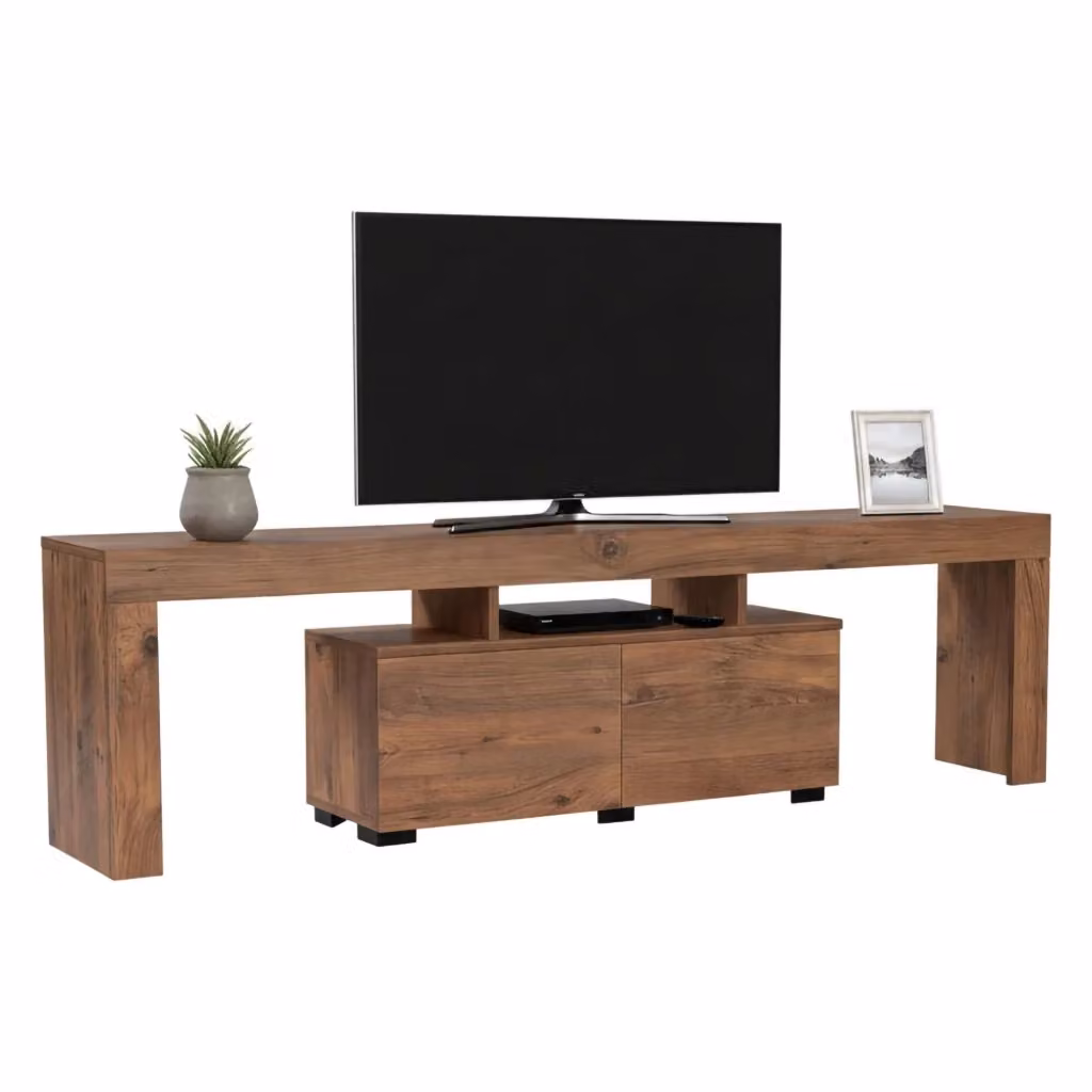 Mobile porta TV Andarna DMORA in legno di pino marrone, credenza da soggiorno moderna L 180 cm x H 50 cm – 2