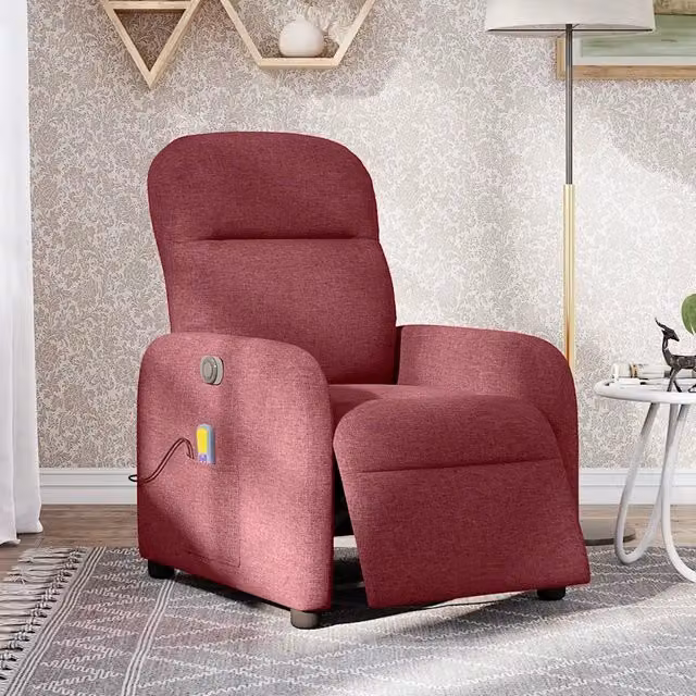 Divano Sedia-Poltrona Massaggiante Reclinabile Elettrica Rosso Vino Tessuto 611718