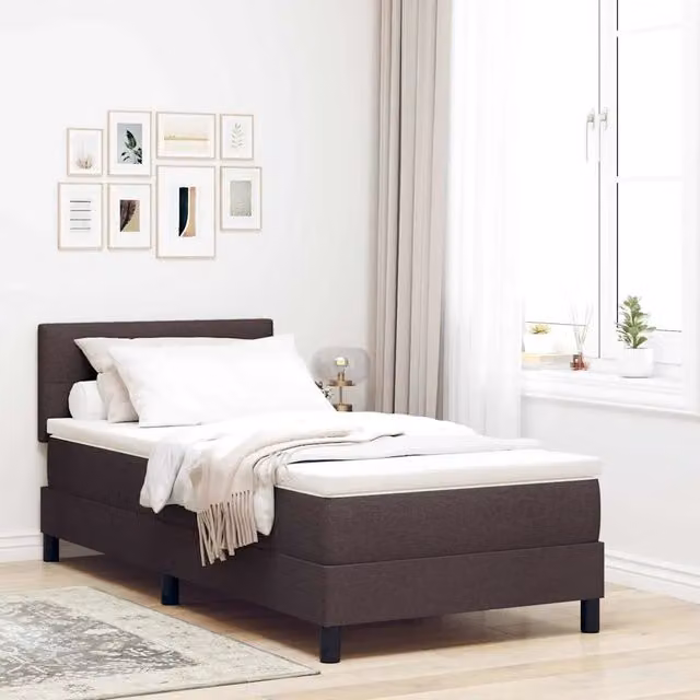 Letto a molle vidaXL in tessuto marrone con strisce LED e porta USB L/P/H: 200 x 80 x 83 cm