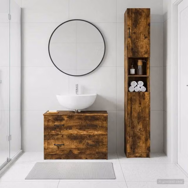 Set di Armadi da Bagno da 2 Pezzi UTRECHT Rovere Fumo 3417572