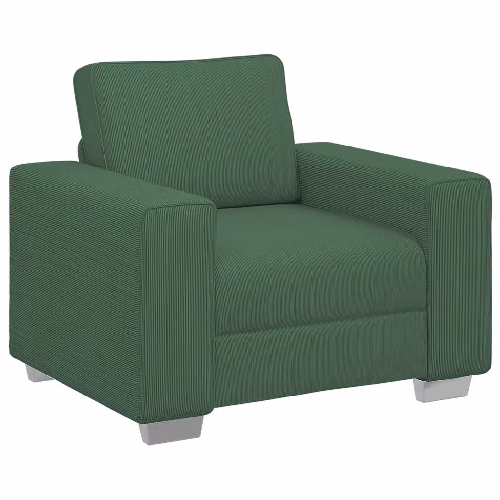 Poltrona Lounge vidaXL in Velluto a Coste Verde con Braccioli L/P/H: 100 x 77 x 82 cm – 2