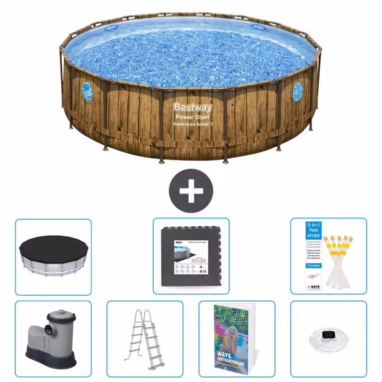 Bestway Power Steel, piscina rotonda - 488x122 cm - composta da 6 parti, modello S608