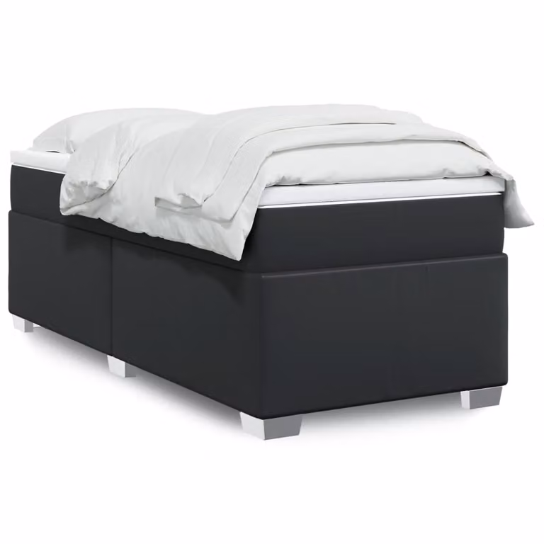 Giroletto a molle con materasso vidaXL in similpelle nera L/P/H: 80 x 200 cm