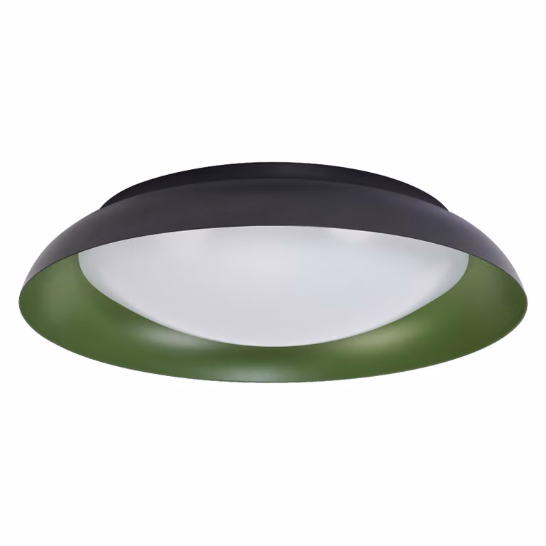 LEDVANCE Orbis Plate Plafoniera a LED, nero-verde, 45W, 2200lm, 3000K, 480mm, 830 friendly warm white, dimmerabile in 3 fasi tramite kicking, protezione IP20, viti di montaggio e tasselli inclusi