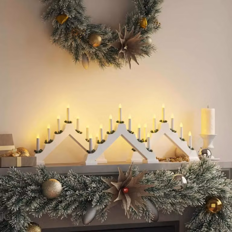 Ponte di Natale decorativo vidaXL con 3 candele a LED bianco caldo