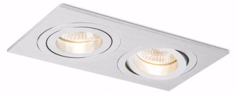 RED - DESIGN RENDL RENDL PASADENA GU10 SQ II Lampada da incasso, alluminio spazzolato, 230 V, GU10, 2 x 50 W, R12712