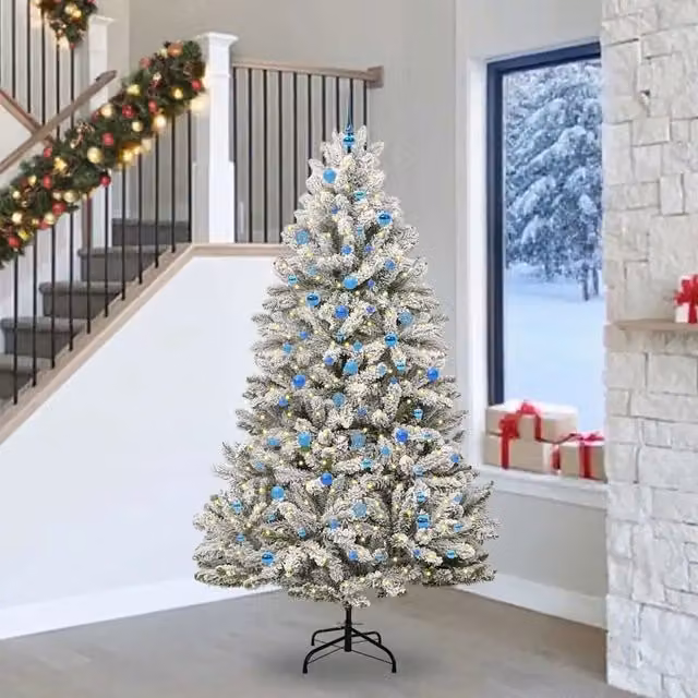 Albero di Natale artificiale moderno vidaXL verde e bianco con 300 LED bianco caldo, Altezza: 240 cm