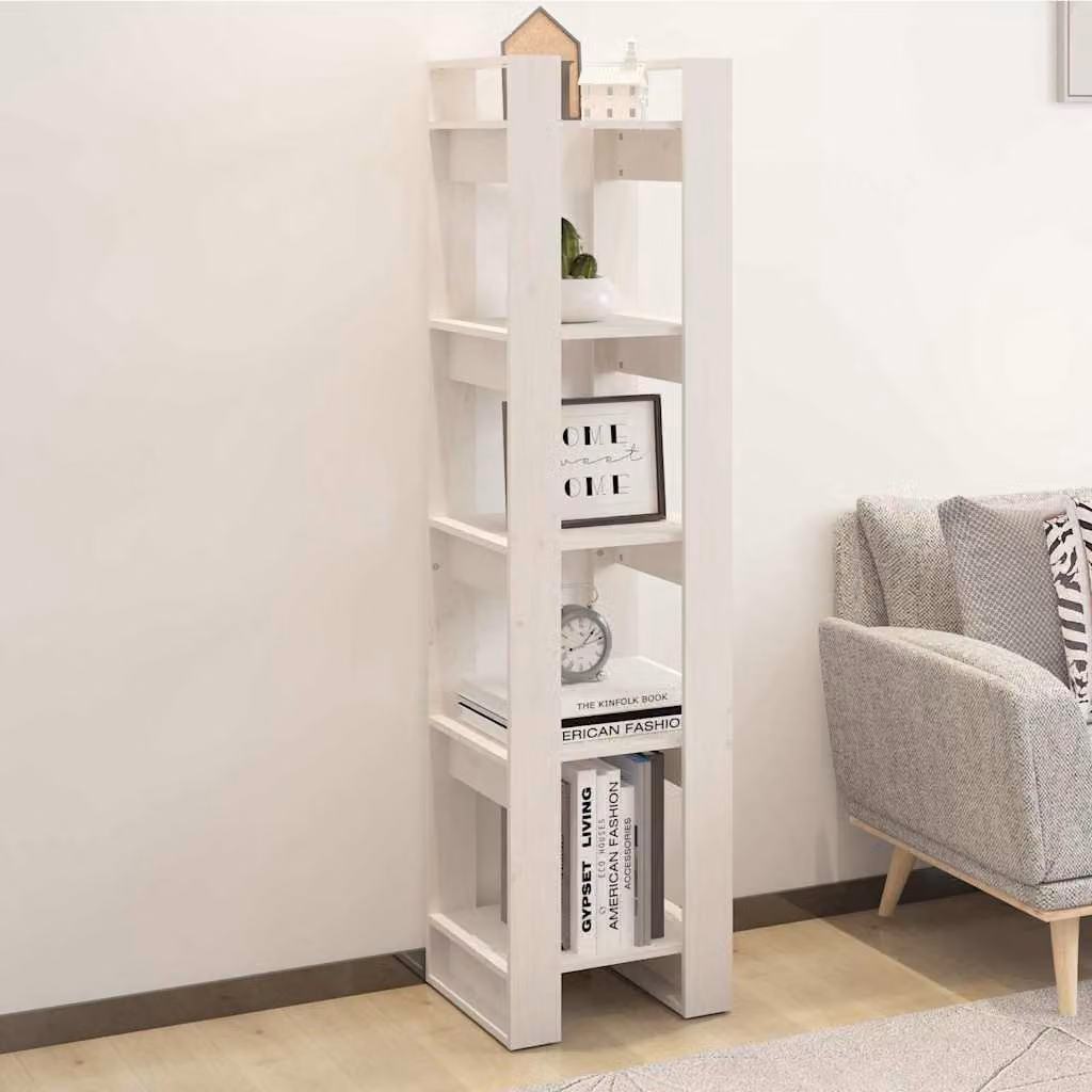 Libreria/Divisorio vidaXL in Legno Massello di Pino Bianco, L 41 cm x P 35 cm x H 160 cm