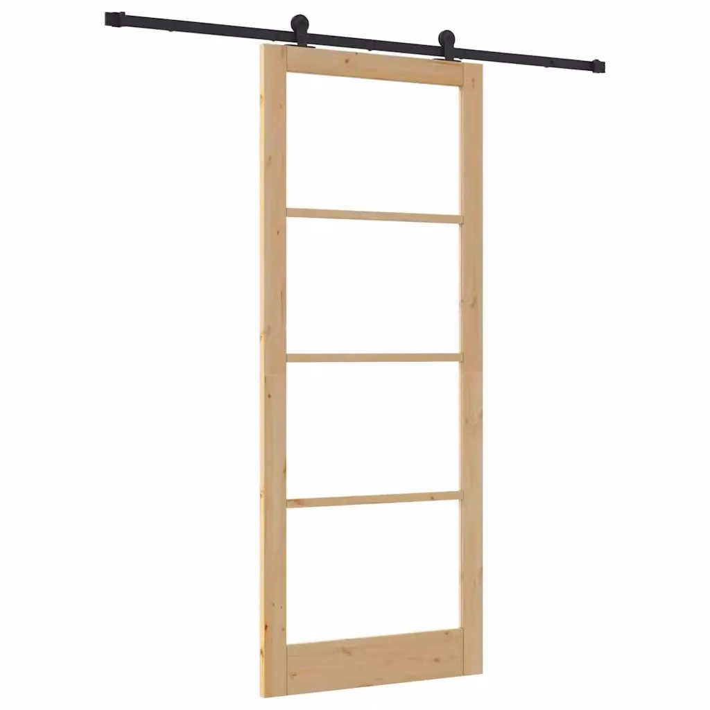 Porta scorrevole ORKDAL vidaXL in legno di pino e vetro, colore naturale beige, L: 93 cm, H: 232 cm – 2