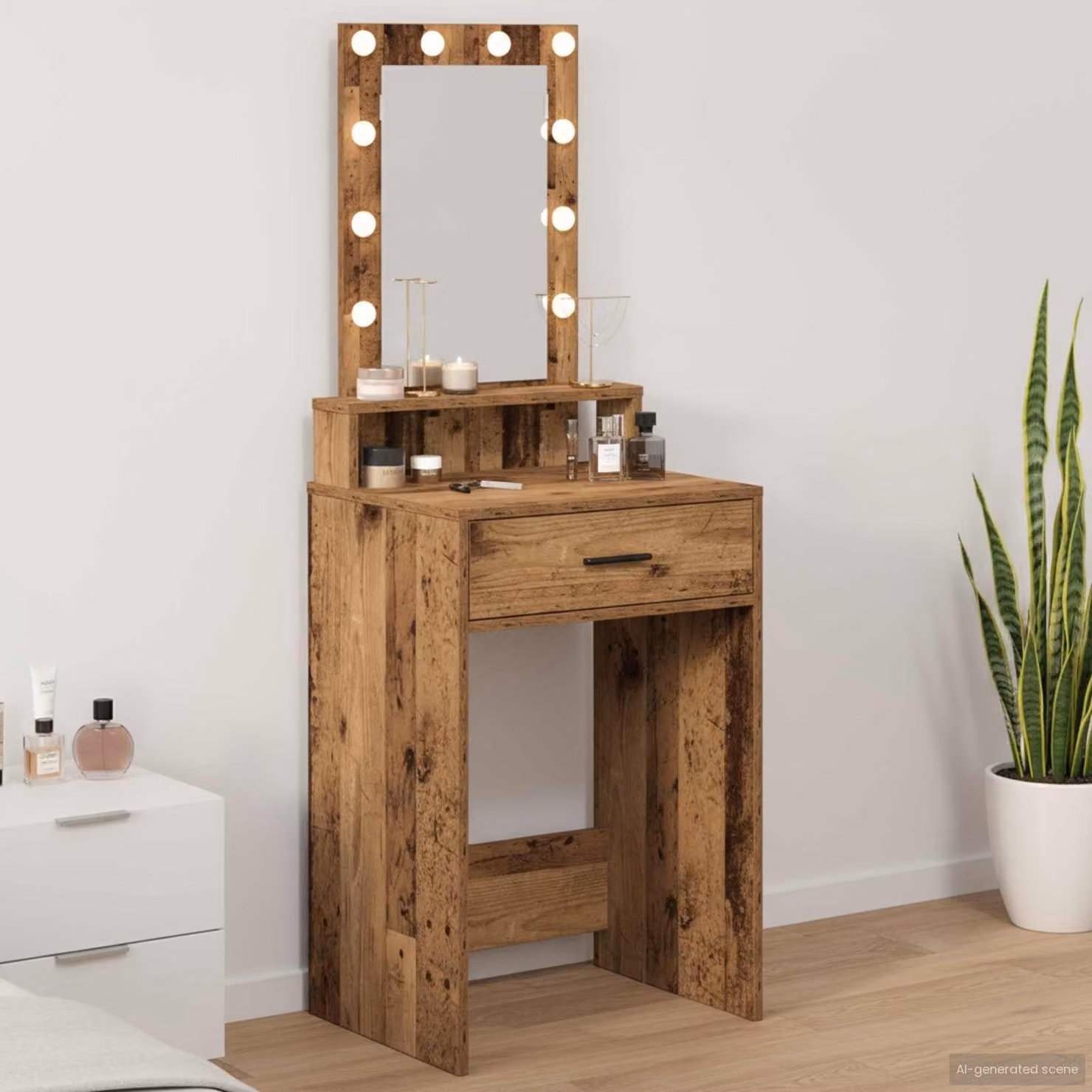 vidaXL Tavolo da Trucco Moderno in Legno Marrone L/P/H: 50 x 41 x 140 cm