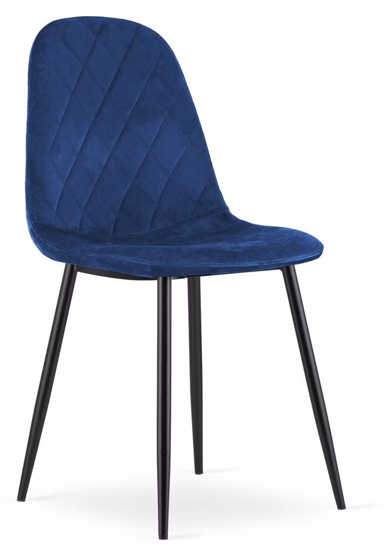 Sedia Asti in velluto blu notte con gambe in metallo