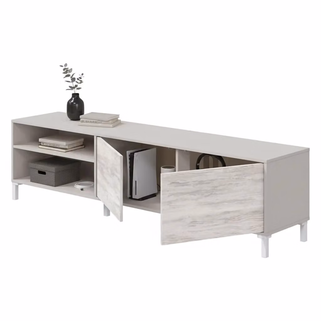 Mobile porta TV Nociglia DMORA con cassetti, moderno, beige e bianco, L 180 x P 40 x H 47 cm – 2