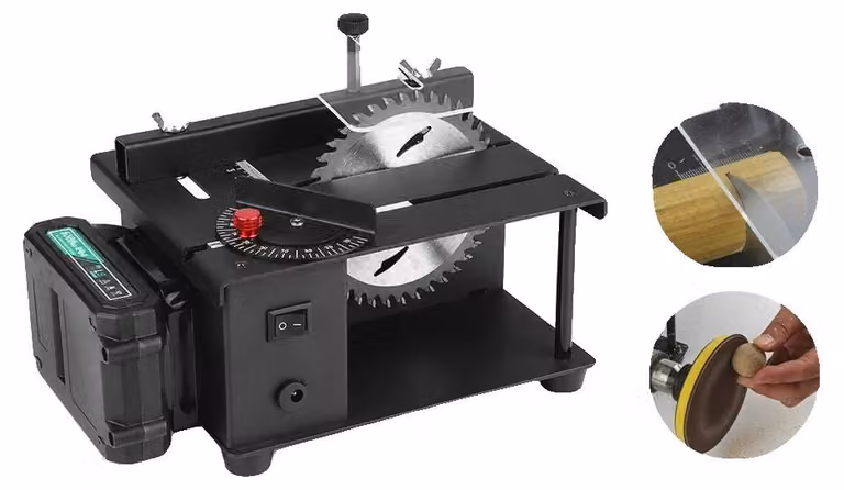 Troncatrice da banco, 200 W, 23000 giri/min, profondità di taglio da 0 a 35 mm, diametro lama da 110 mm, guida angolare da 0° a 90°