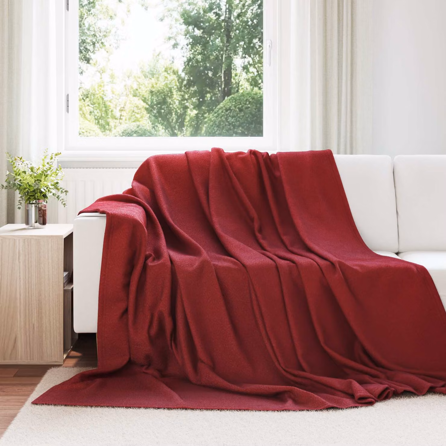 Set di 6 coperte in pile vidaXL colore rosso, L 240 x P 220 cm