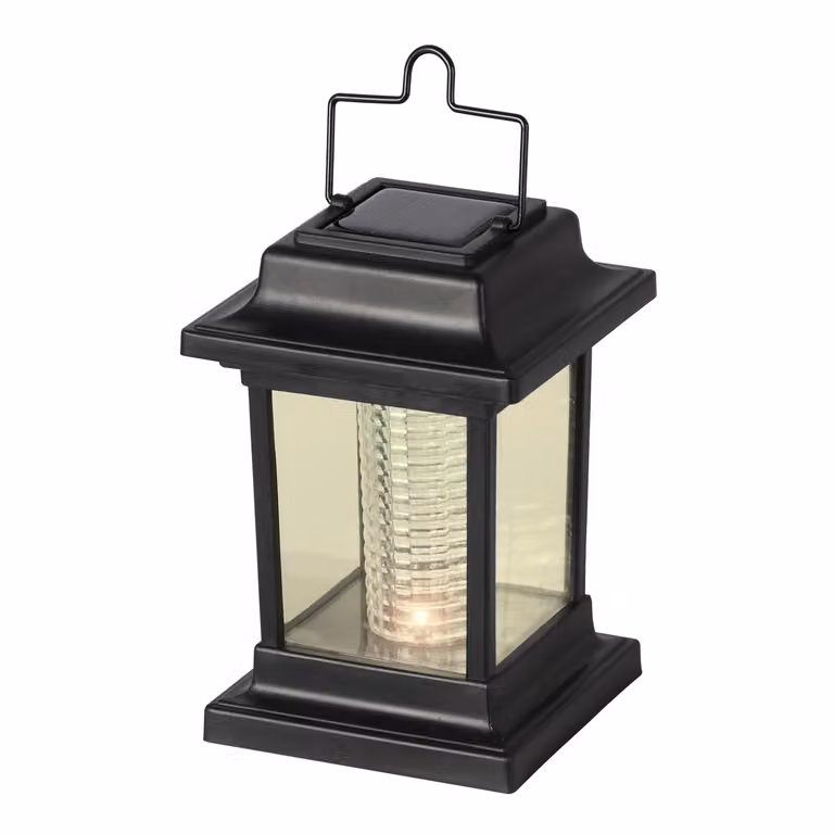 DICTROLUX Lampada Solare LED da Giardino con Luce Calda Bianca, Colore Nero, Altezza: 14 cm