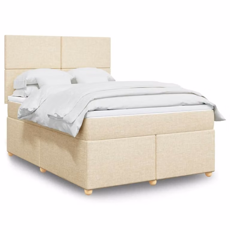Maison Exclusive - Letto boxspring con materasso Crema 140x200 cm Tessuto
