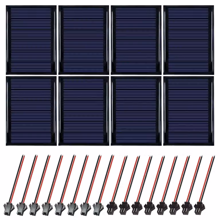 8 mini pannelli solari da 3 V e 0,3 W, dimensioni 65x48 mm, policristallini