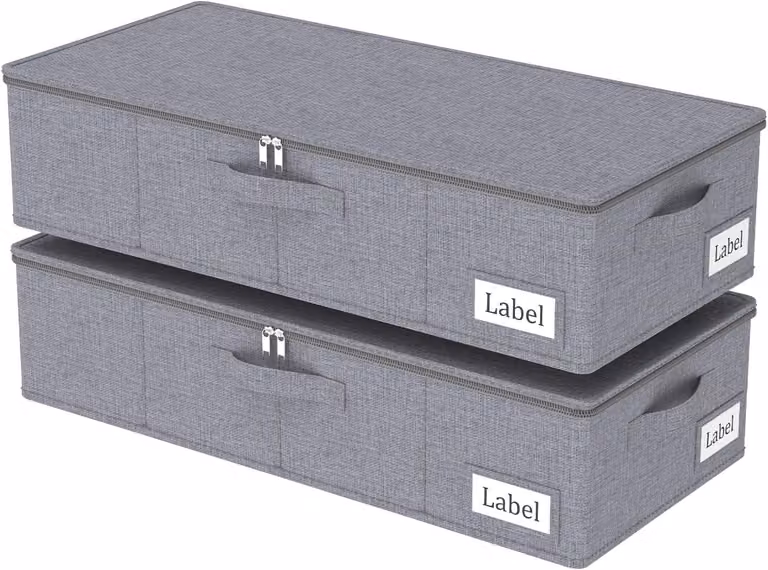 Contenitore portaoggetti da riporre sotto il letto, dimensioni 60x30x15 cm, set da 2, con coperchio e maniglie, ideale per riporre vestiti