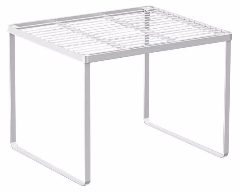Organizzatore per armadietti da cucina, impilabile, in metallo, scaffale per spezie, robusto, salvaspazio, bianco, 39 x 34 x 30,5 cm
