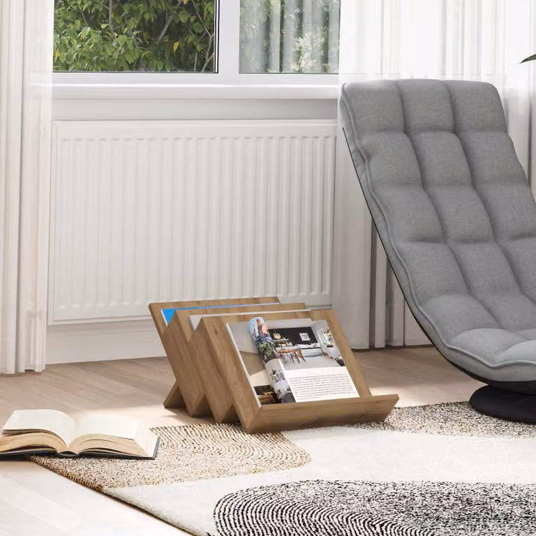 Scaffale per riviste vidaXL in legno e MDF color marrone, stile moderno, L: 53 cm, P: 40 cm, H: 28,5 cm