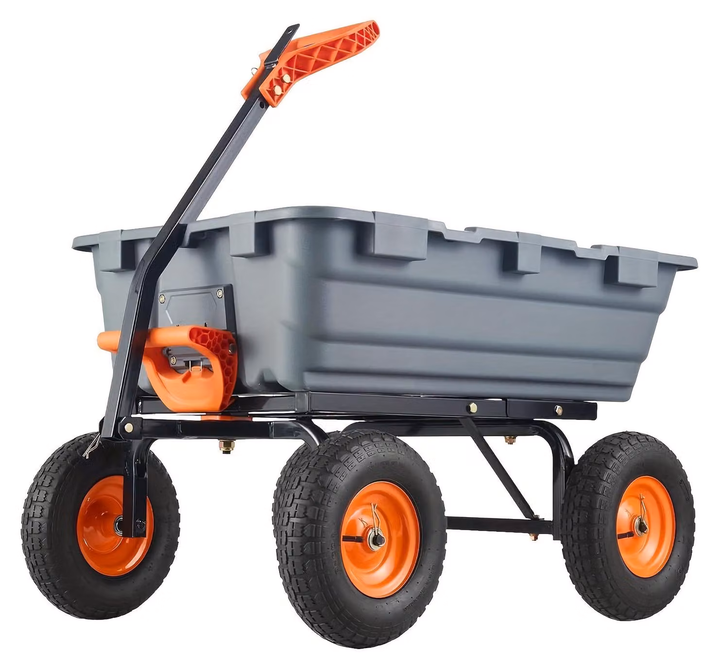 Carriola - Carrello da giardino - Carrello per il giardino - Carrello di trasporto - Carretto - 4 ruote - Maniglia regolabile a 180°