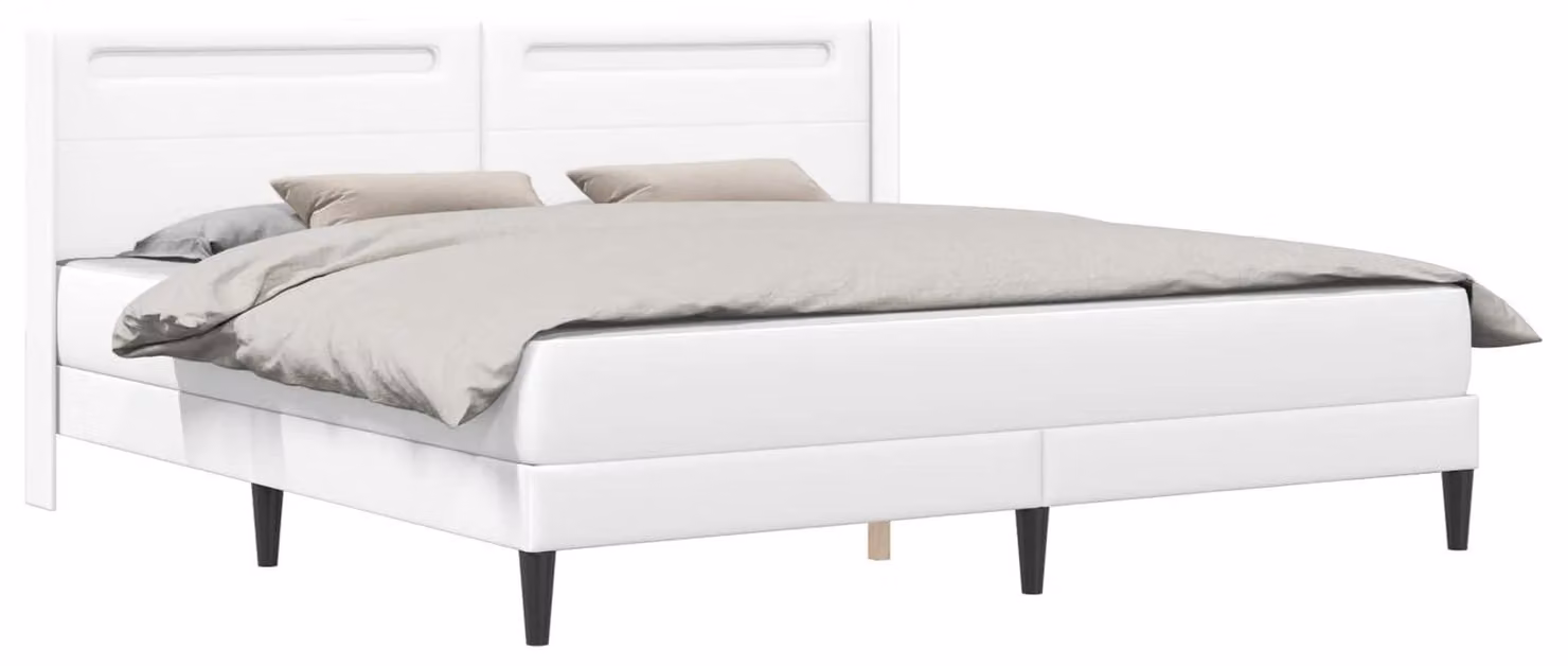 Struttura letto con materasso Bianco 180 x 200 cm Pelle finta