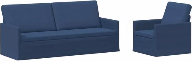 Set di 2 divani moderni vidaXL in tessuto blu con struttura in metallo per il tuo soggiorno